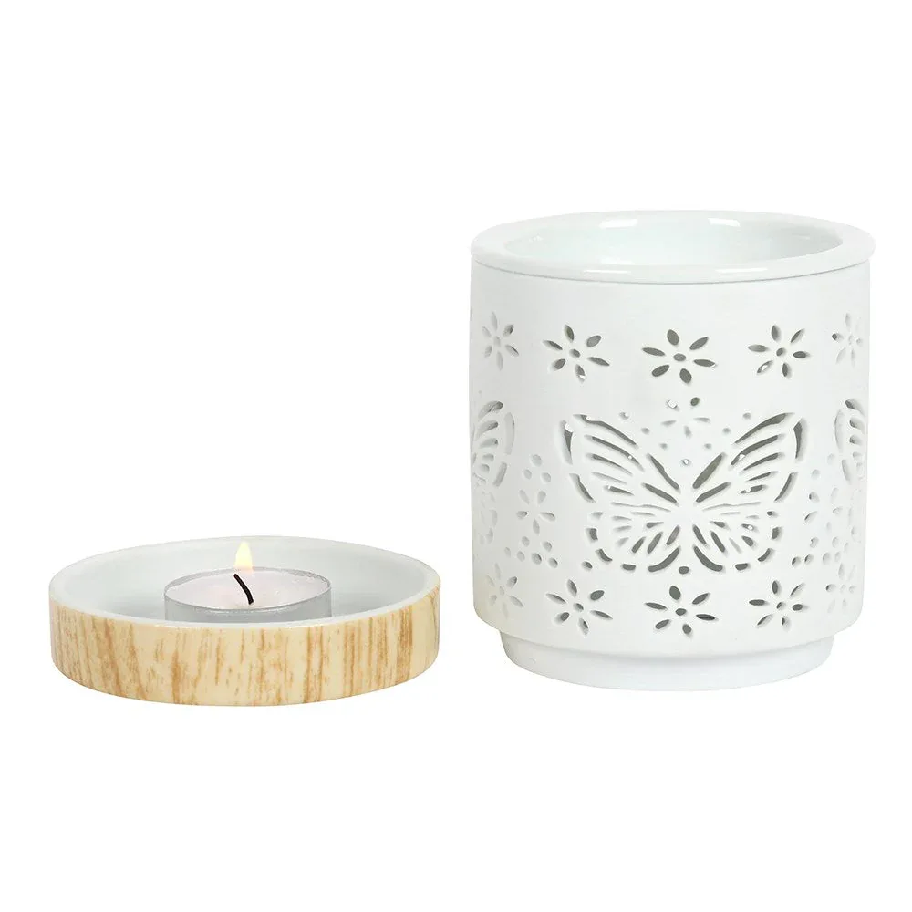 Matte Ceramic Butterfly Oil Burner and Wax Warmer - Image 2