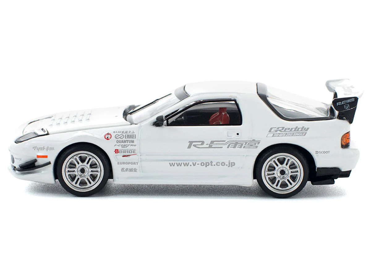 Mazda RX7 (FC3S) RE Amemiya RHD (Right Hand Drive) White 1/64 Diecast Model Car by Pop Race - Image 2
