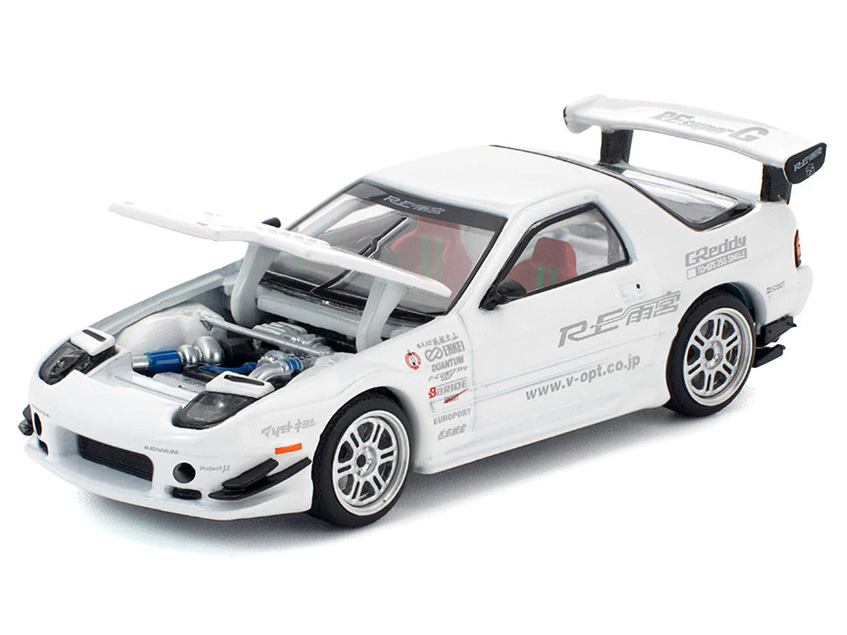 Mazda RX7 (FC3S) RE Amemiya RHD (Right Hand Drive) White 1/64 Diecast Model Car by Pop Race - Image 3
