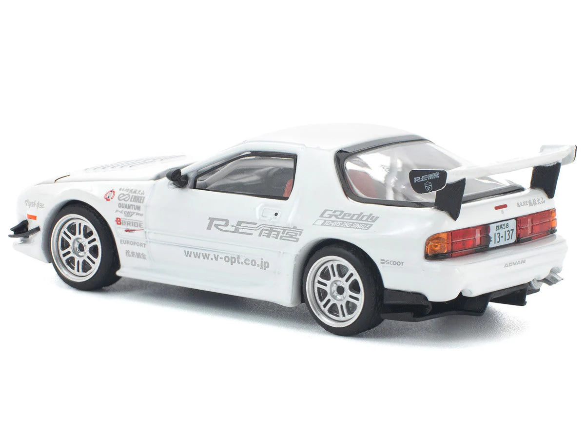 Mazda RX7 (FC3S) RE Amemiya RHD (Right Hand Drive) White 1/64 Diecast Model Car by Pop Race - Image 4