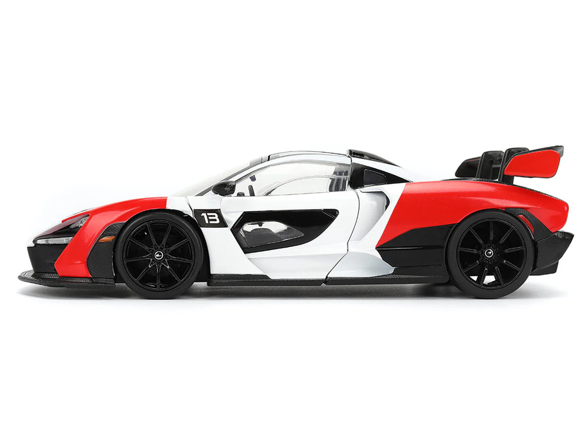 McLaren Senna Red and White with Carbon Hood and Top "HyperSpec" Series 1/24 Diecast Model Car by Jada - Image 3