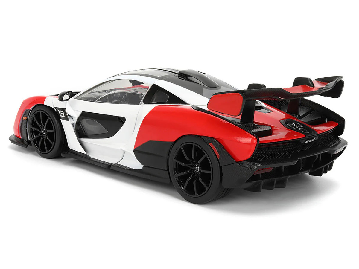 McLaren Senna Red and White with Carbon Hood and Top "HyperSpec" Series 1/24 Diecast Model Car by Jada - Image 4
