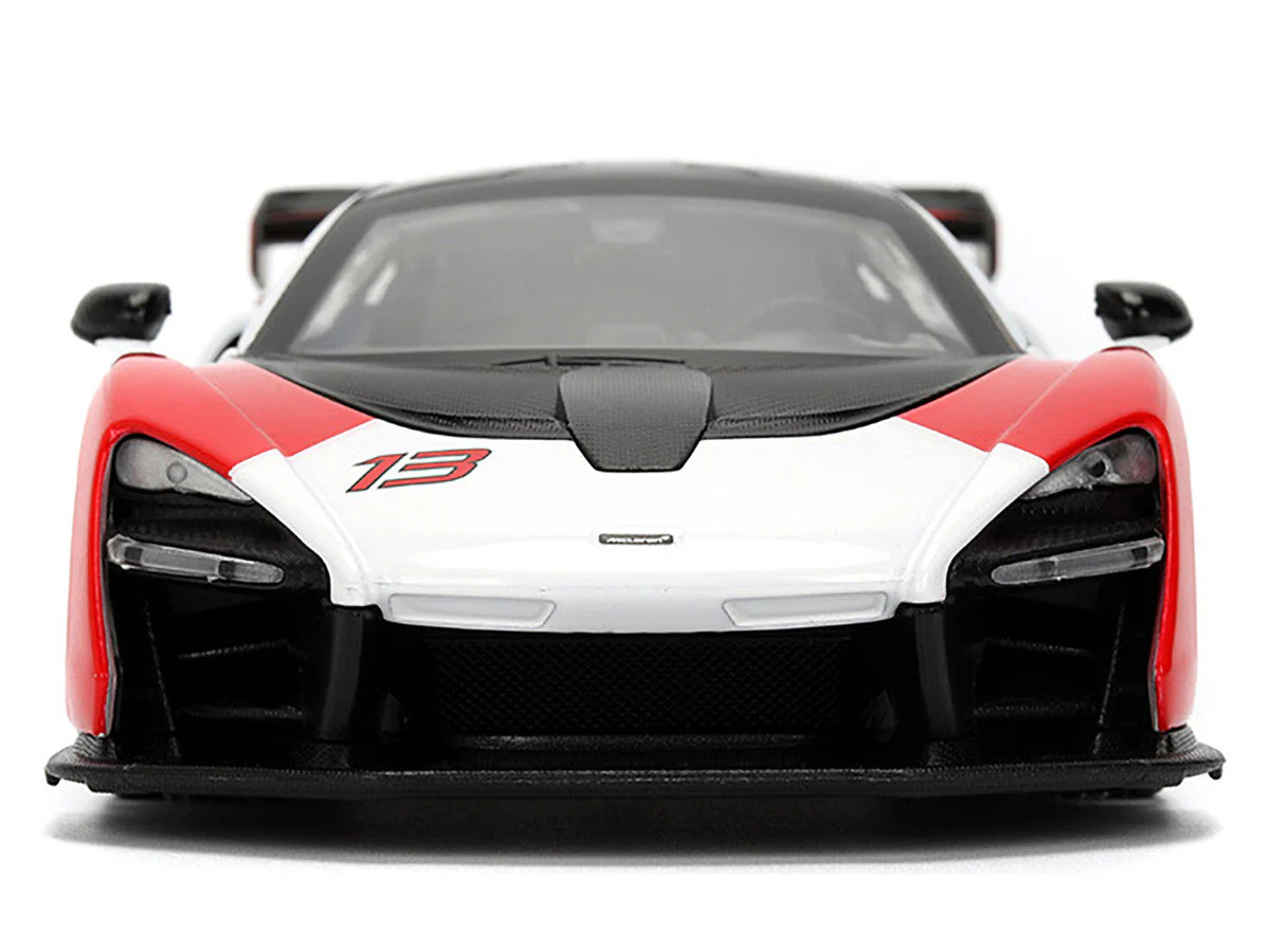 McLaren Senna Red and White with Carbon Hood and Top "HyperSpec" Series 1/24 Diecast Model Car by Jada - Image 5