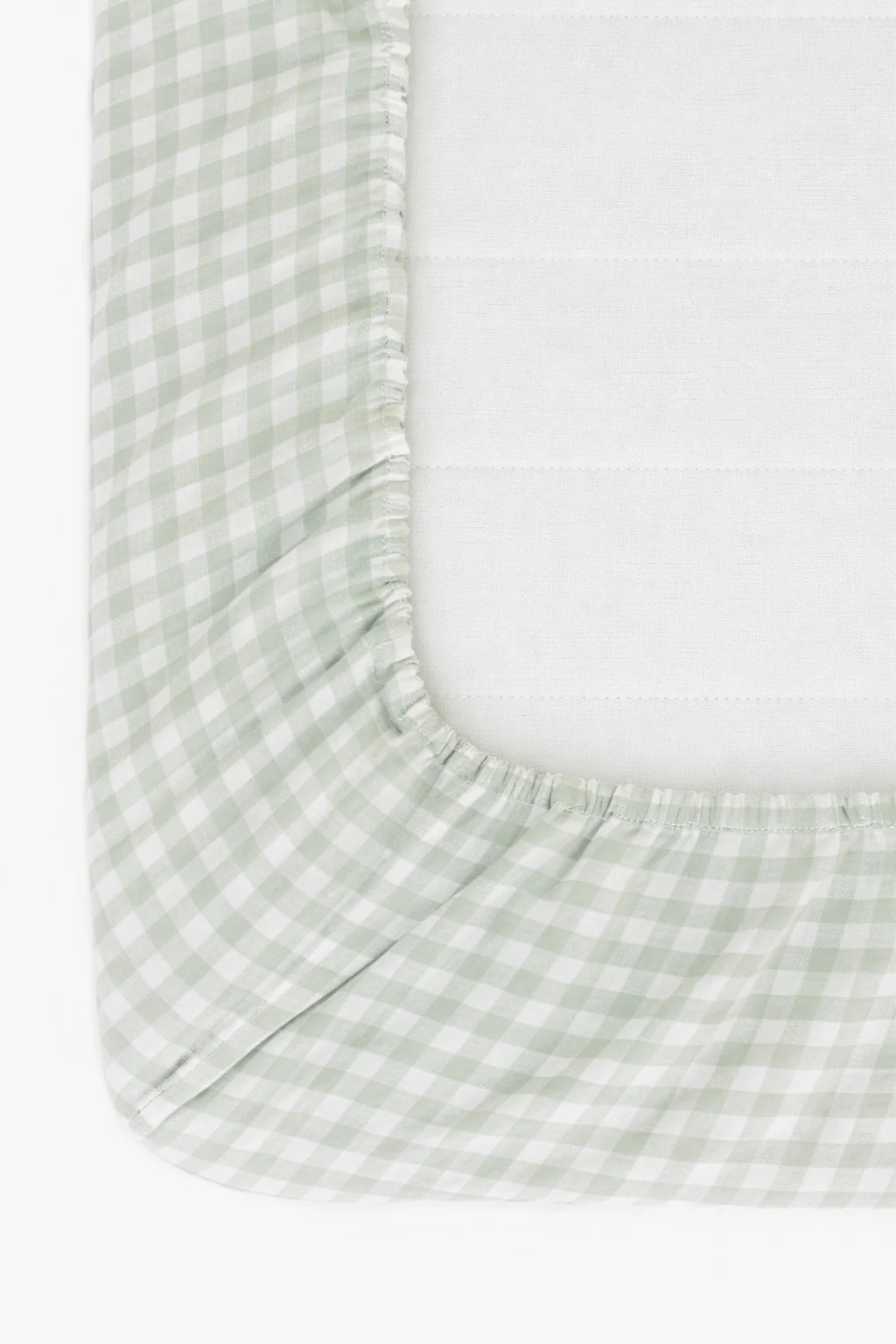 Meadow Green Gingham Crib Sheet - Image 2