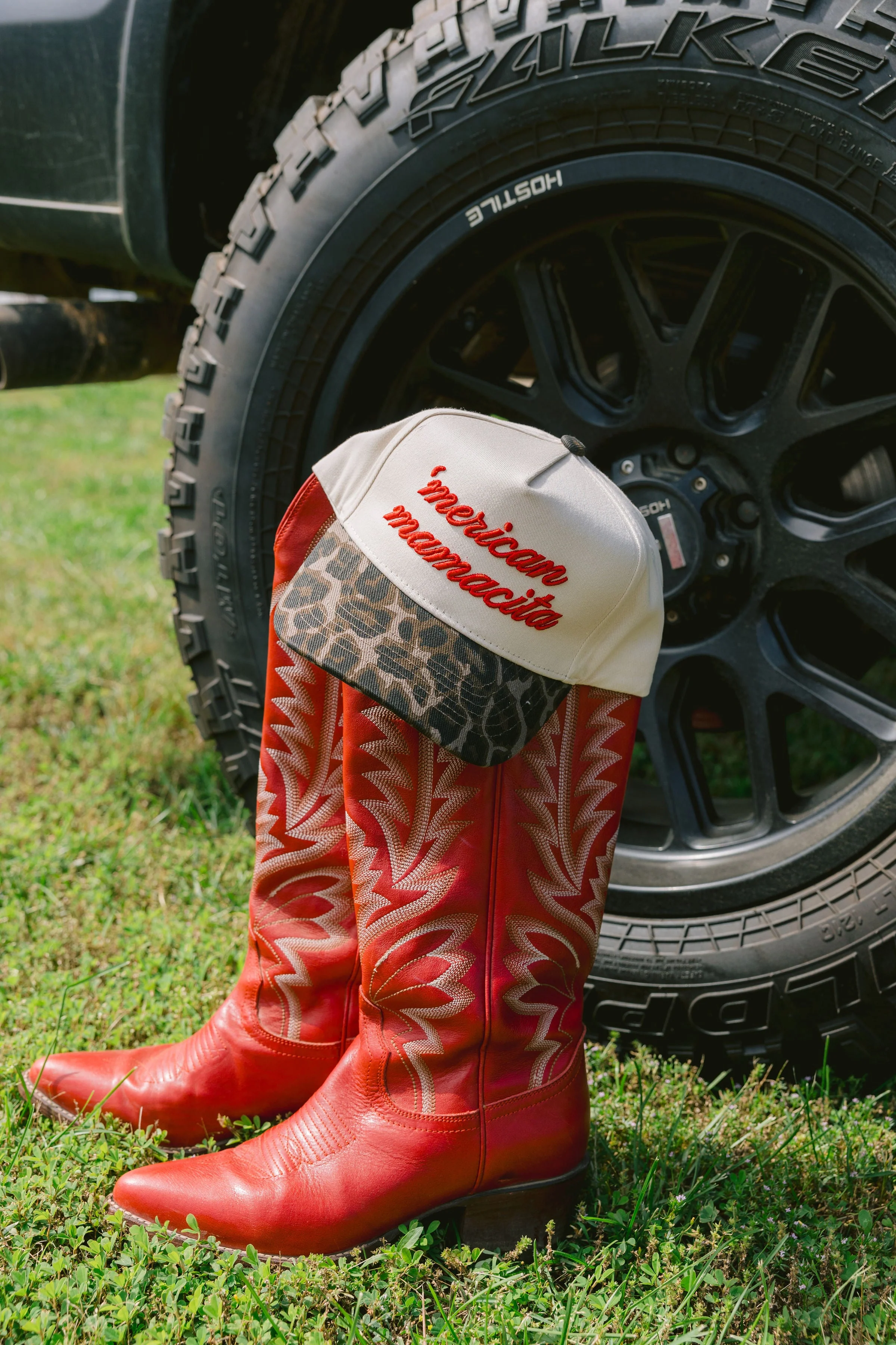 'Merican Mamacita - Leopard Vintage Trucker Hat - Image 3