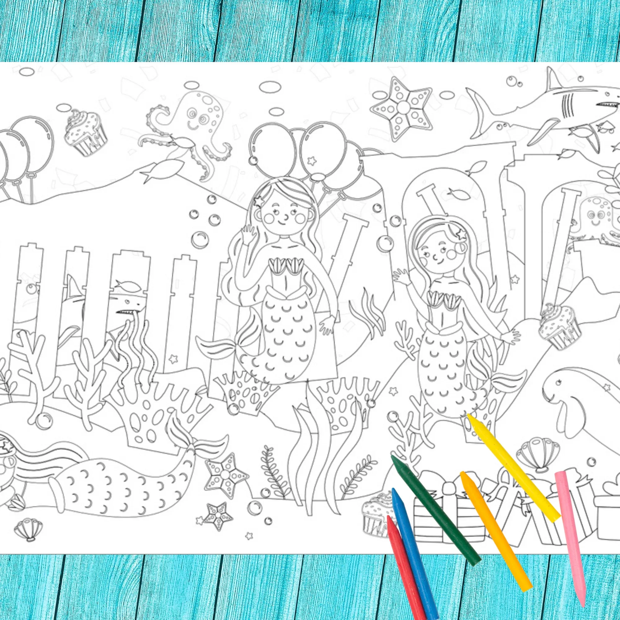 Mermaid Coloring Tablecloth - Image 4