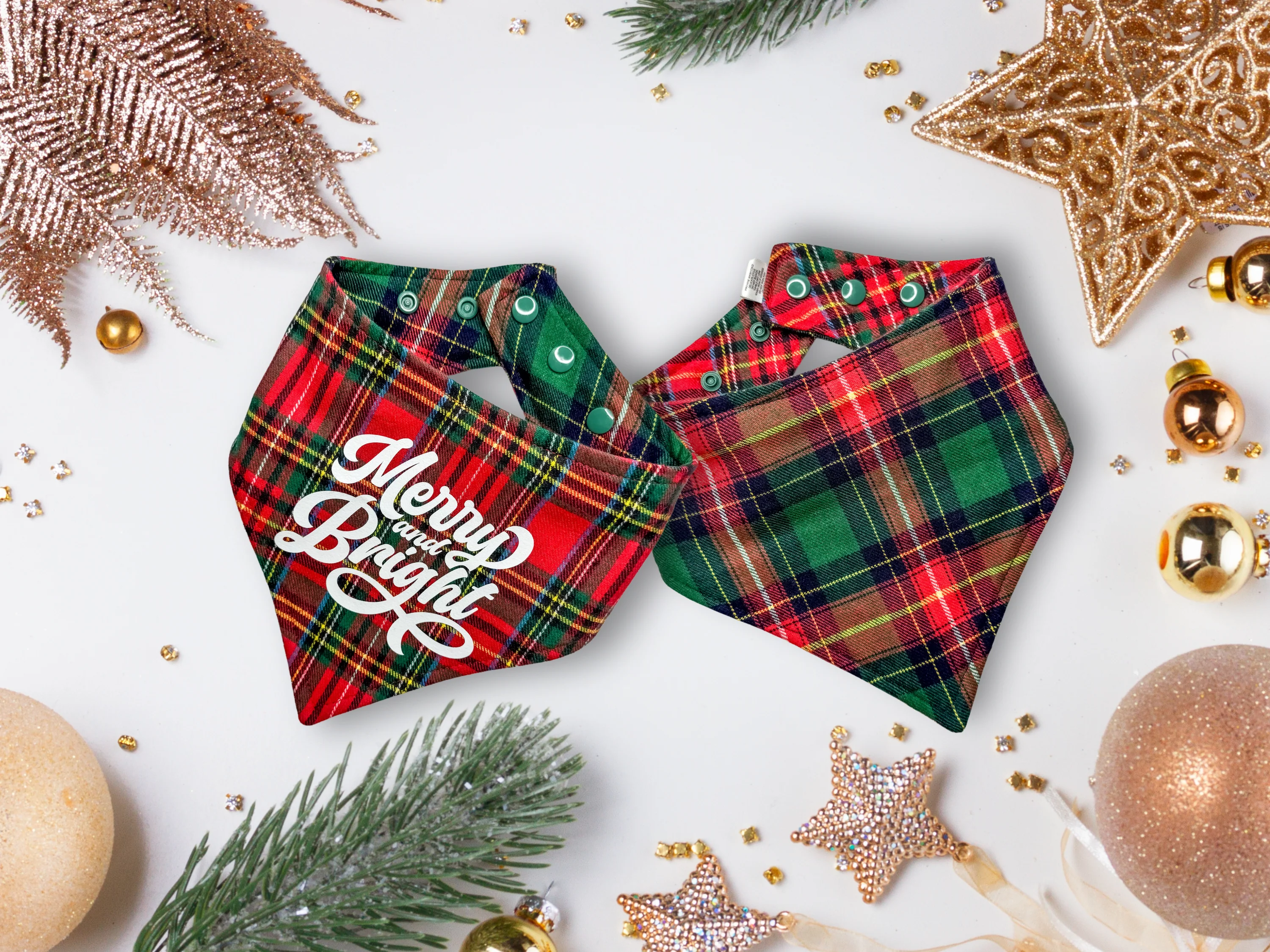 "Merry and Bright" Reversible Dog Bandana - Image 2