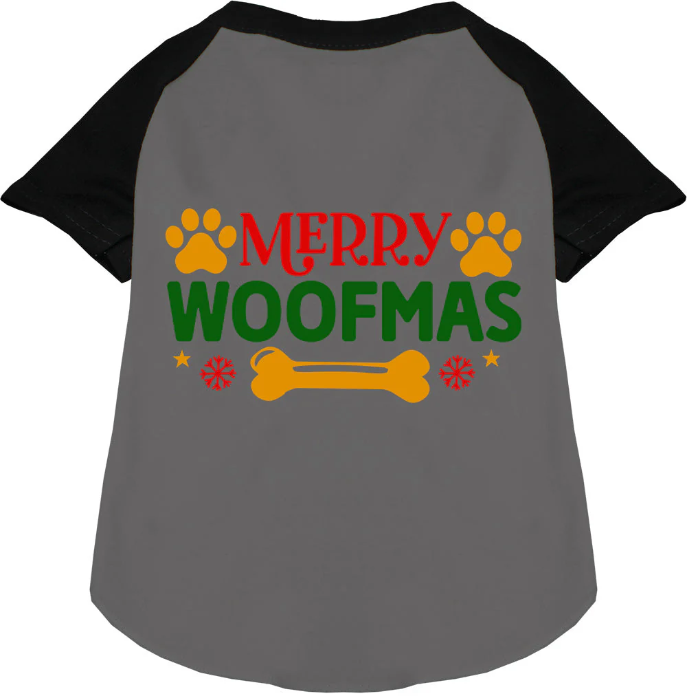 Merry Woofmas Pet Raglan Shirt - Image 3