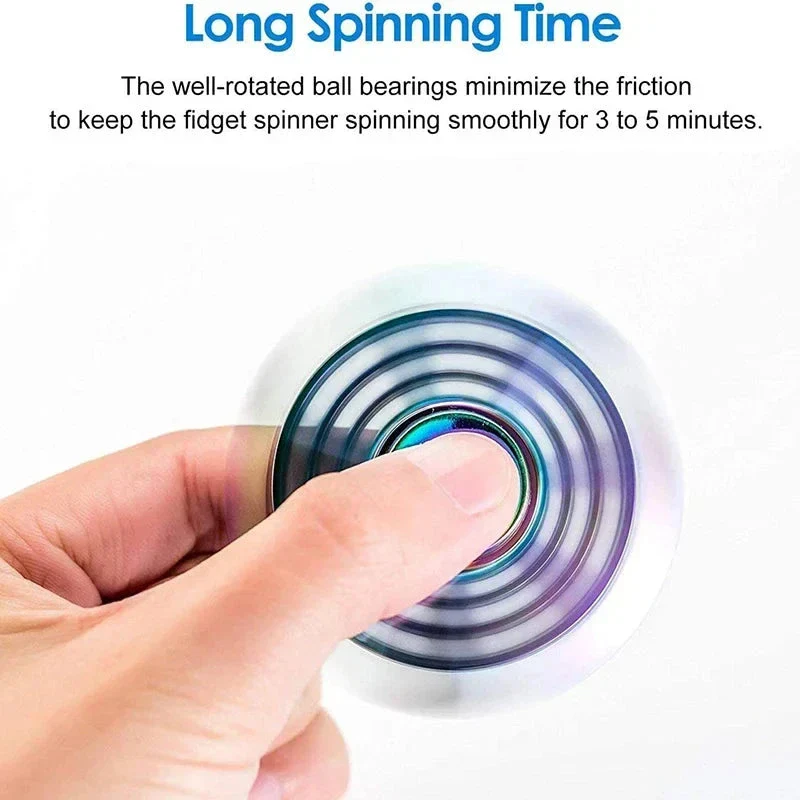 Metal Rainbow Fidget Spinner – Colorful EDC Hand Spinner Toy for Kids & Adults | Anti-Anxiety Stress Relief Finger Spinner Gift - Image 3