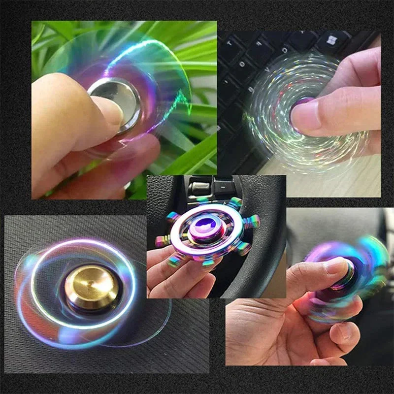 Metal Rainbow Fidget Spinner – Colorful EDC Hand Spinner Toy for Kids & Adults | Anti-Anxiety Stress Relief Finger Spinner Gift - Image 4