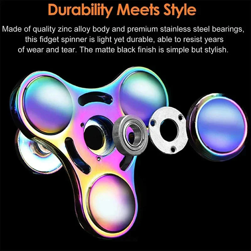 Metal Rainbow Fidget Spinner – Colorful EDC Hand Spinner Toy for Kids & Adults | Anti-Anxiety Stress Relief Finger Spinner Gift - Image 6