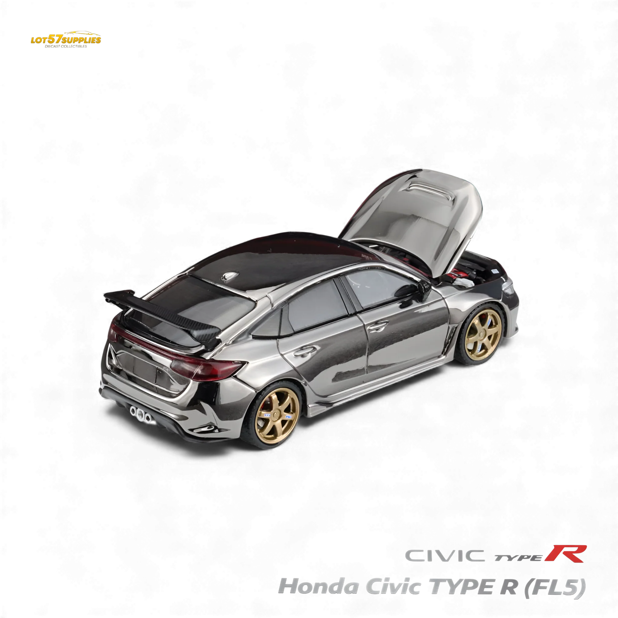 MH Honda Civic Type R FL5 Chrome Gun Black 1:64 - Image 2