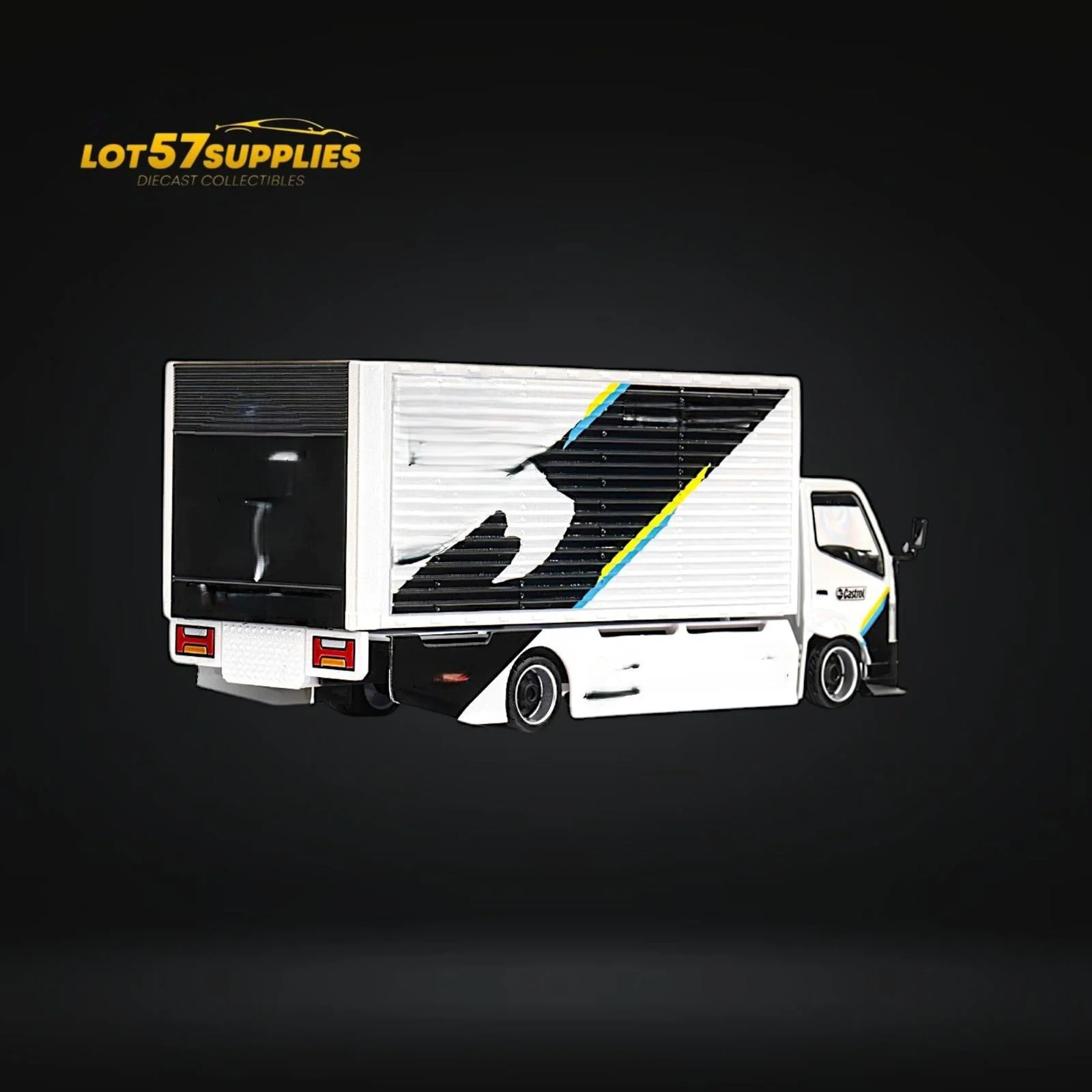 MicroTurbo HINO 300 Custom Box Truck White - Black Livery 1:64 - Image 2
