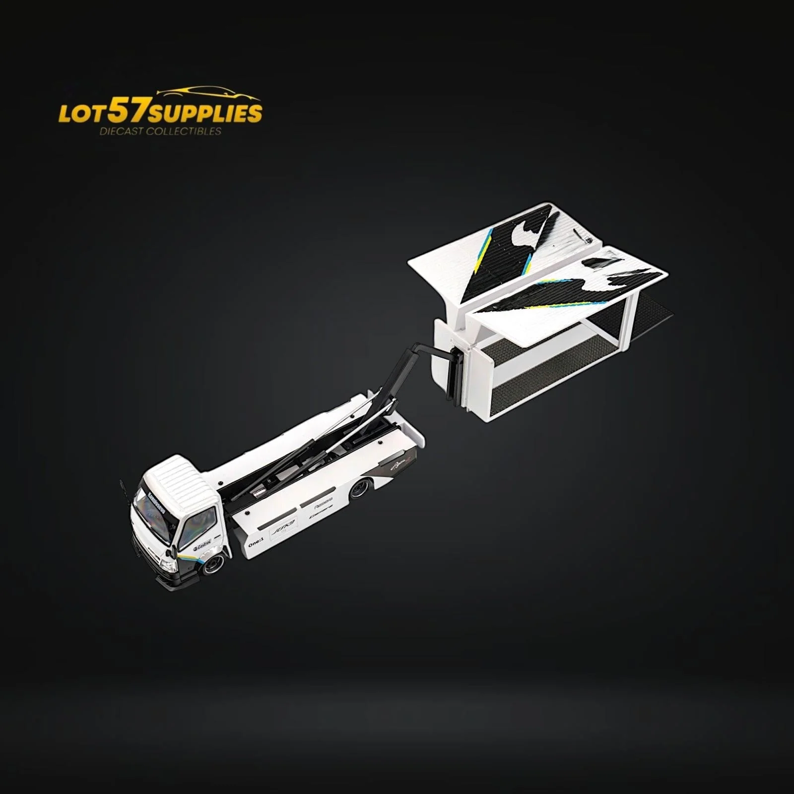 MicroTurbo HINO 300 Custom Box Truck White - Black Livery 1:64 - Image 4