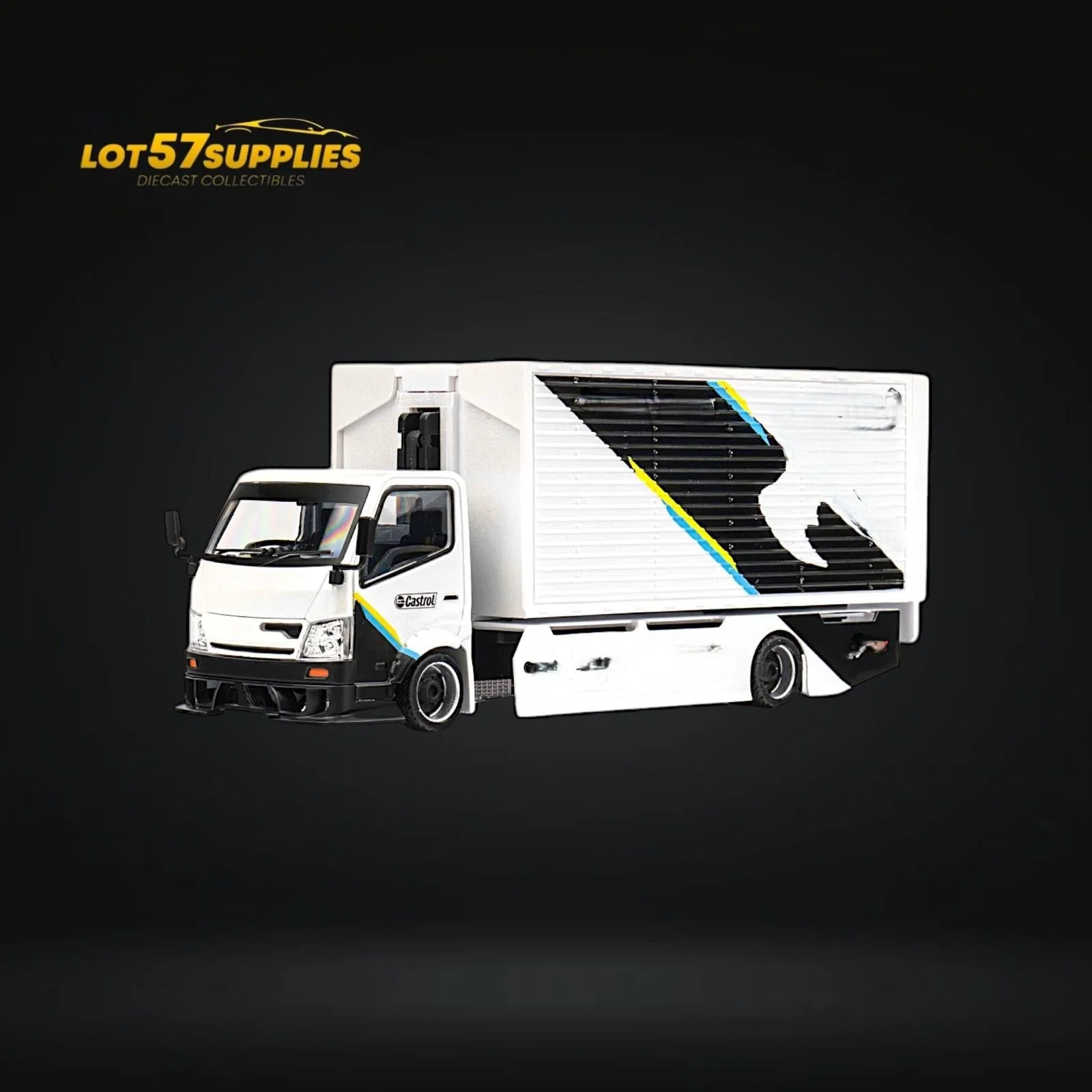 MicroTurbo HINO 300 Custom Box Truck White - Black Livery 1:64 - Image 5
