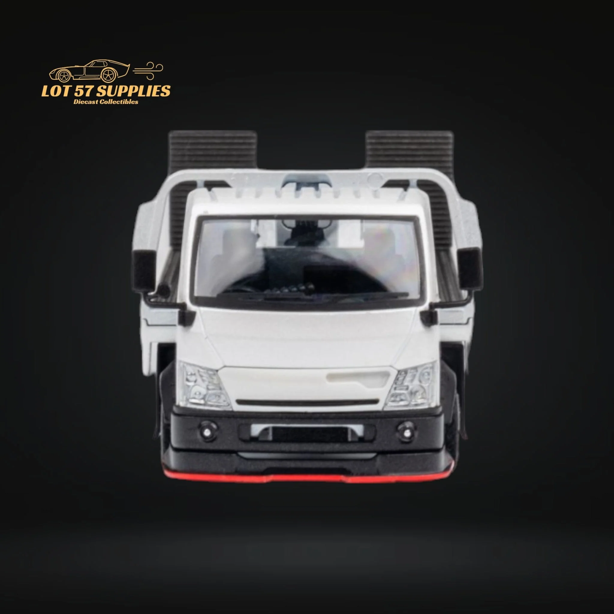 MicroTurbo Hino 300 Custom Flatbed Truck White 1:64 - Image 6