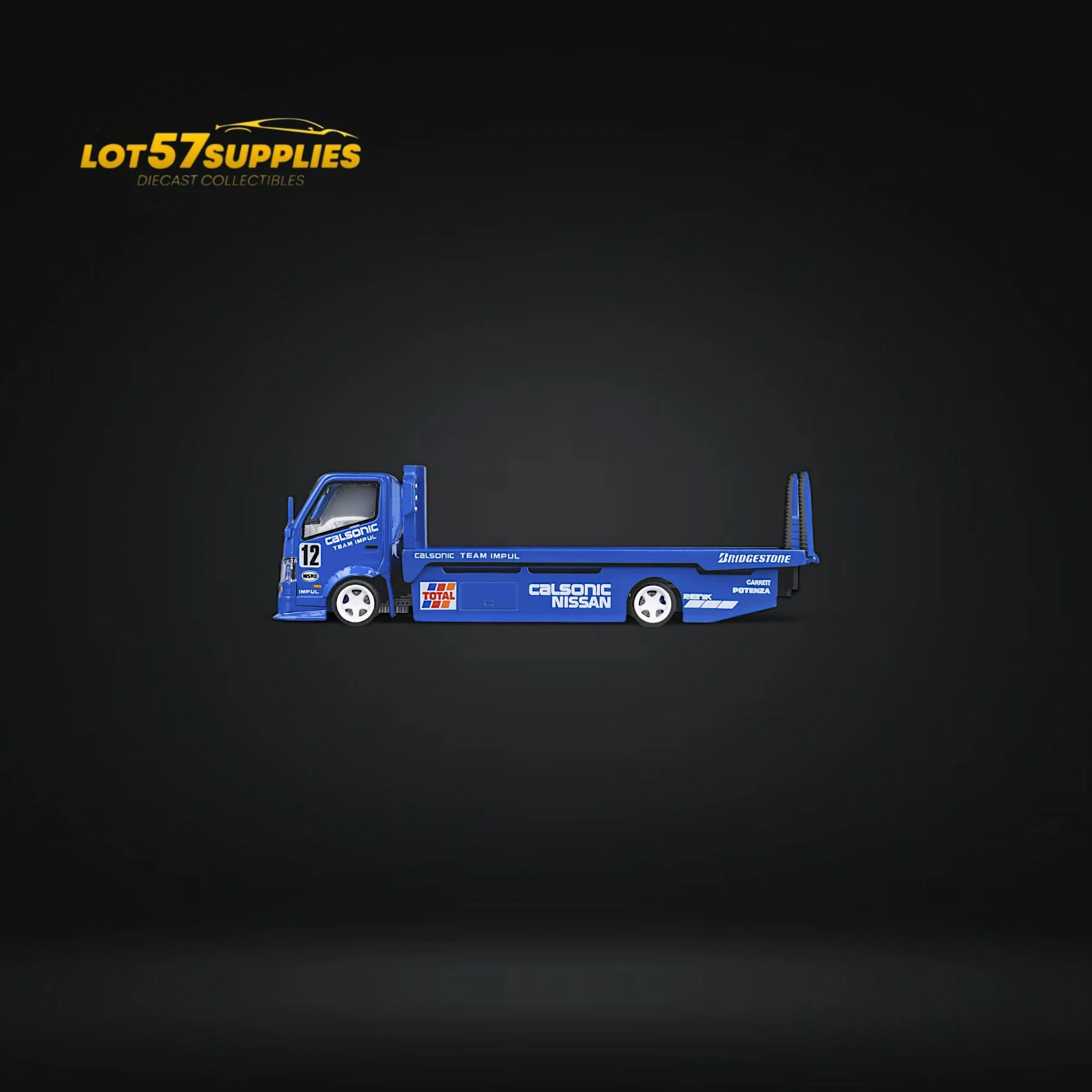 MicroTurbo HINO 300 Custom Truck Flatbed Blue Calsonic Livery 1:64 - Image 2