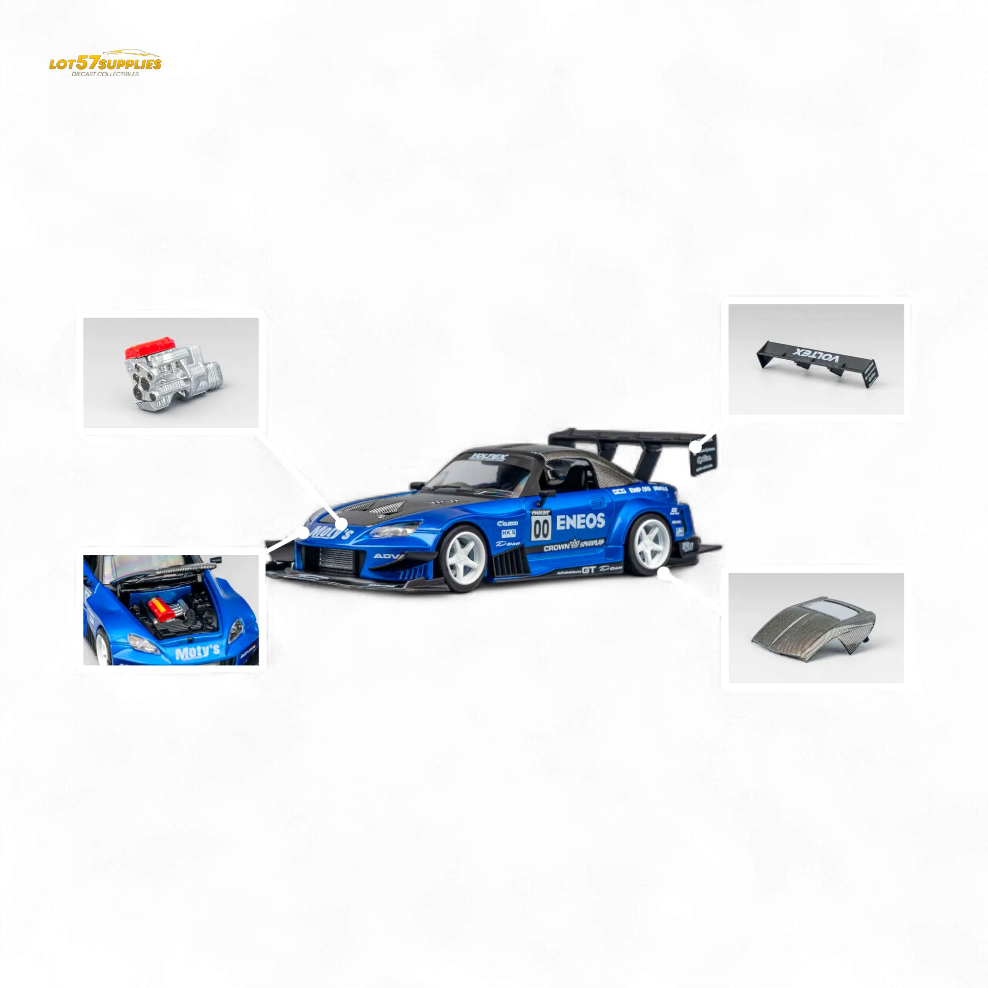 MicroTurbo Honda S2000 ENEOS #00 TOP FUEL - Candy Blue 1:64 - Image 8