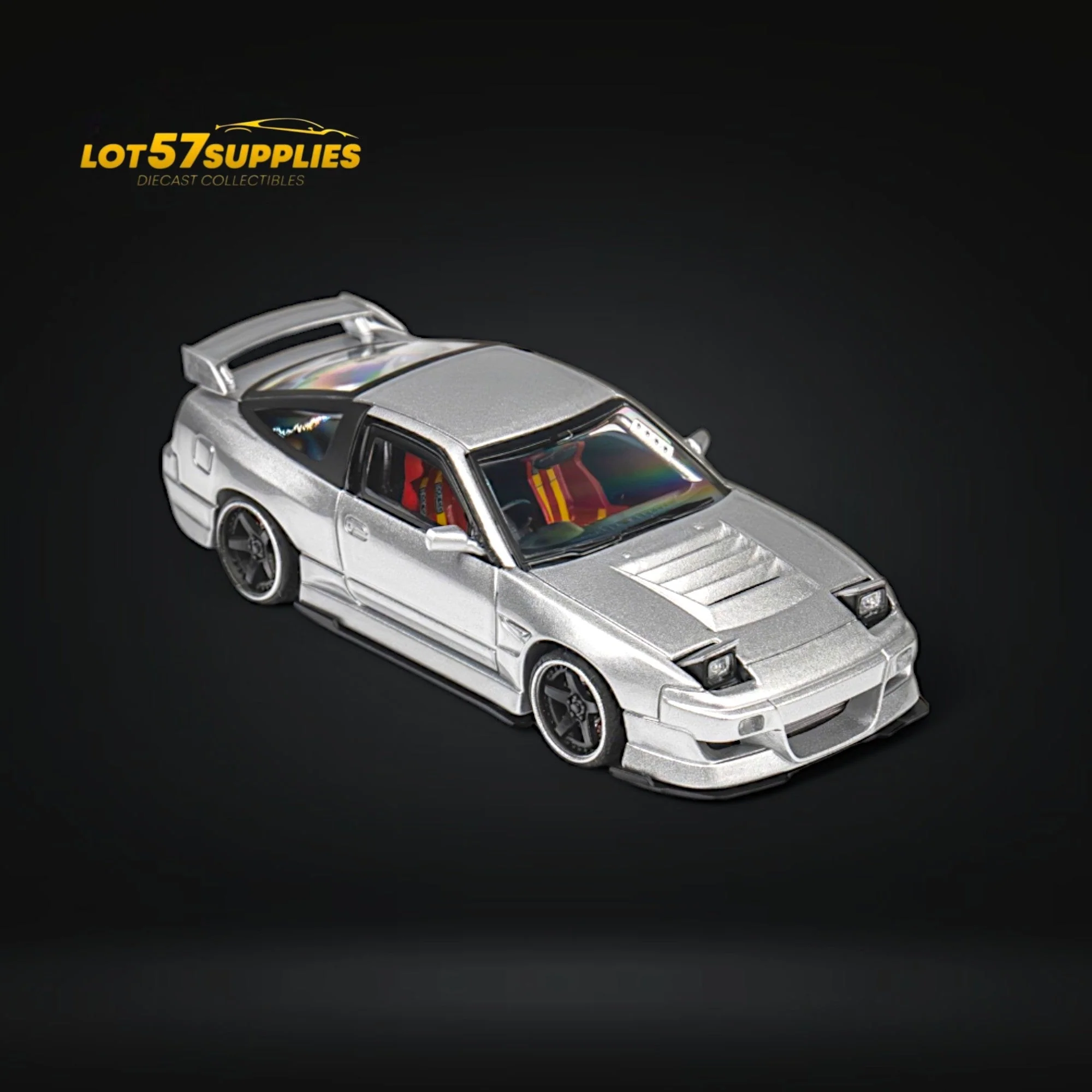 MicroTurbo Nissan 180SX Miyabi Metallic Silver 1:64 - Image 6