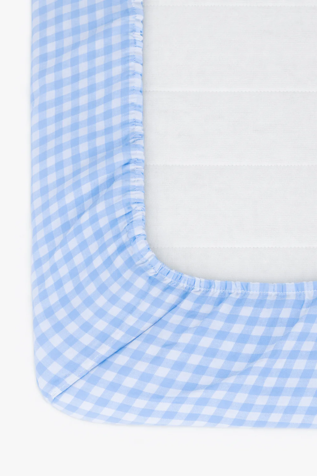 Midnight Blue Gingham Crib Sheet - Image 2