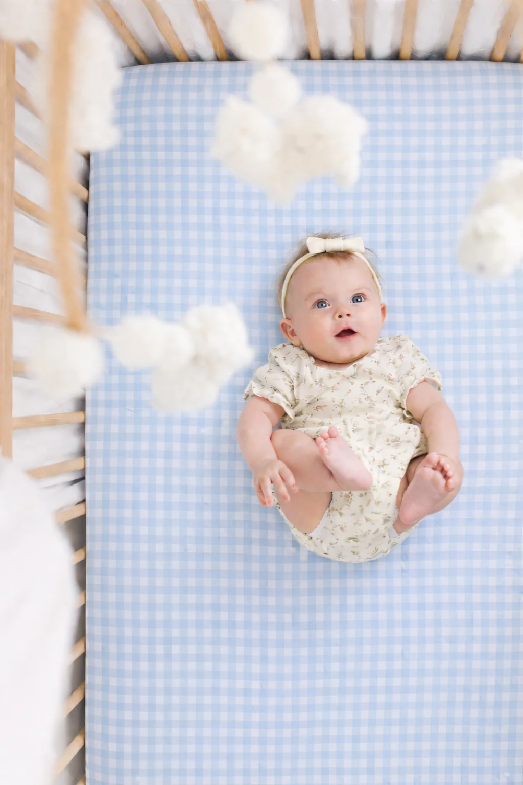 Midnight Blue Gingham Crib Sheet - Image 3