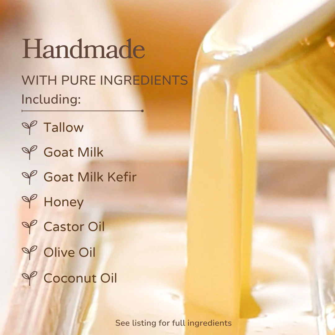 Milk + Honey Fragrance Free Handmade Tallow and Goat Milk Soap Bar - Image 4