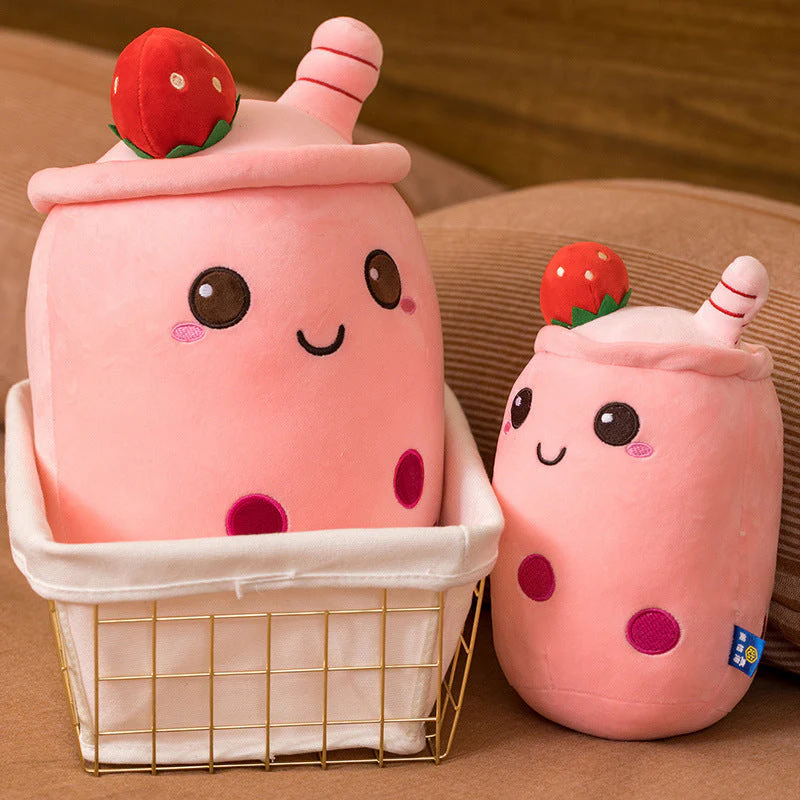 Milk Tea Cup Plush Toy Fruit Pillow Strawberry Matcha Cup Creative Doll - Image 2