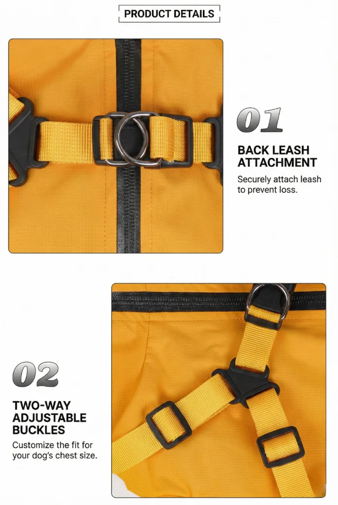 Milou & Lumi Dog Waterproof Reflective Jacket with Harness - Image 5