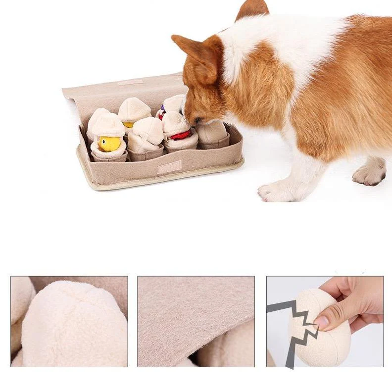 Milou & Lumi Egg Enrichment Plush Toy – Interactive Snuffle Puzzle Toy with Squeaker - Image 4