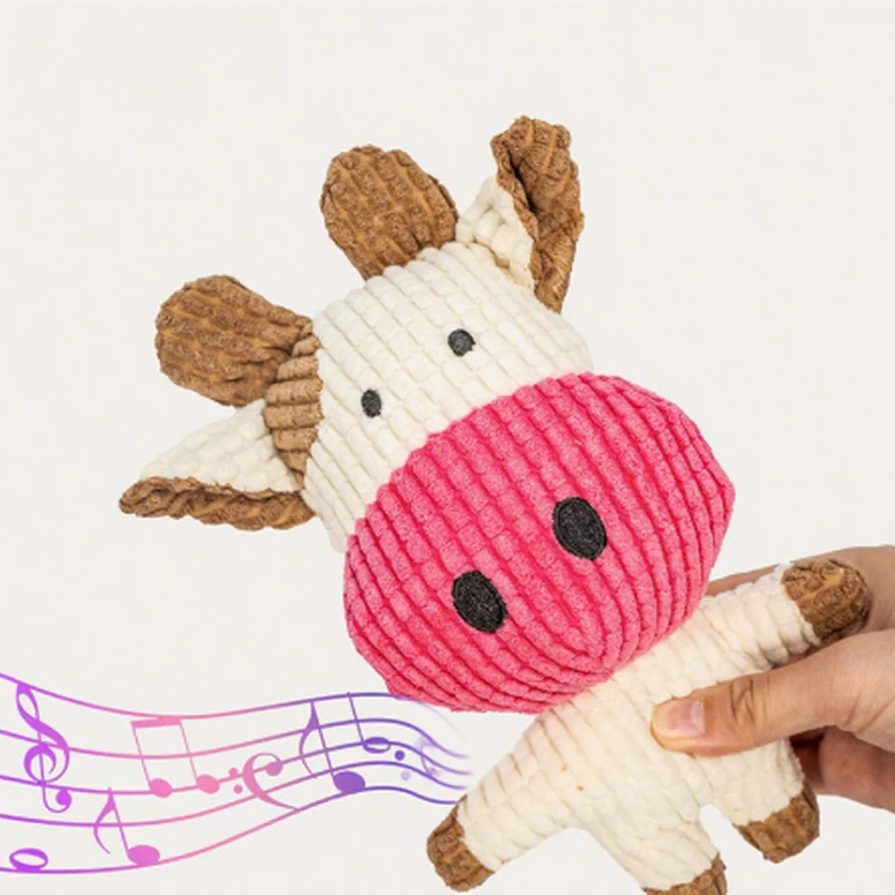 Milou & Lumi Pet Plush Squeaky Toy - Cow - Image 4