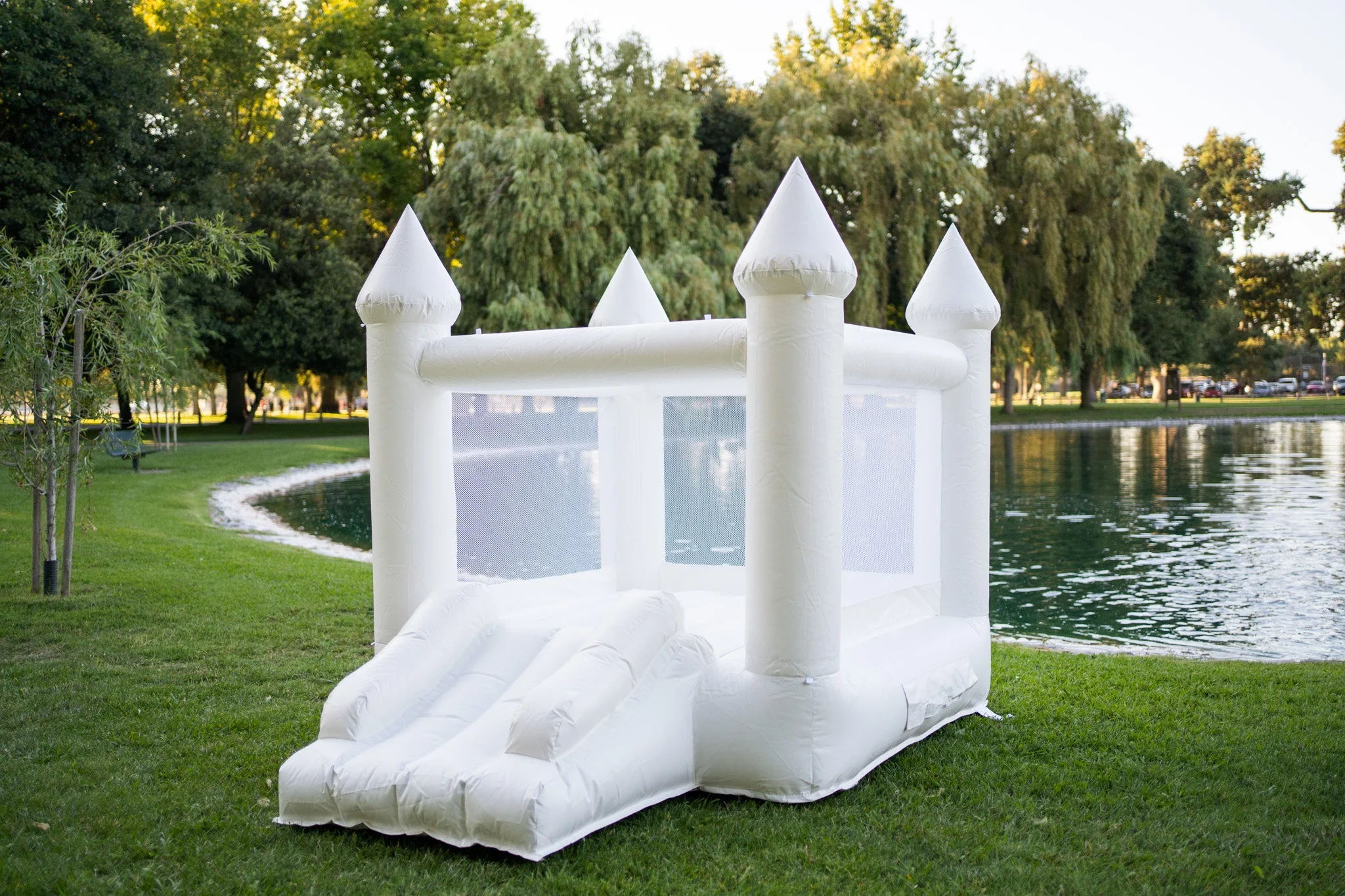 Mini Ava - White Bounce House with Cone Tops - Image 3