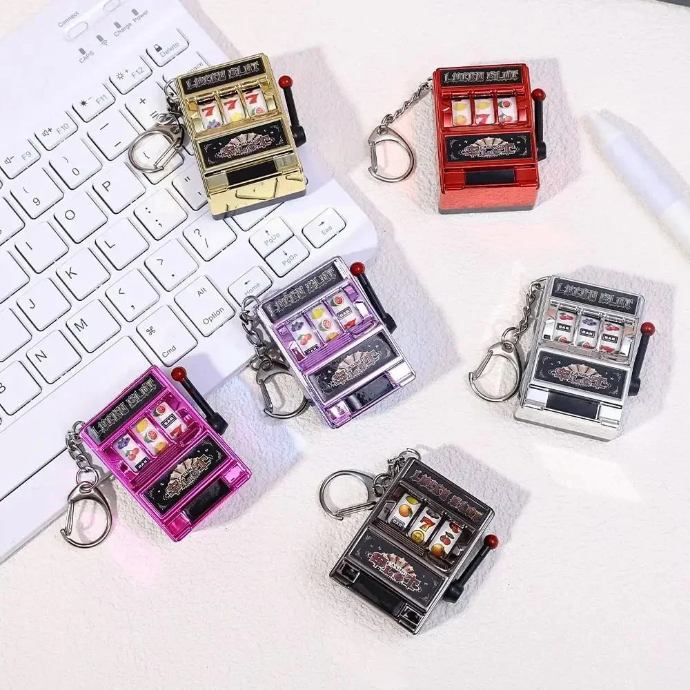 Mini Gambling Slot Machine Key Chains Creative Arcade Pocket Fruit Lucky Jackpot Gadget Antistress Toy Funny Games Keychain Ring - Image 2