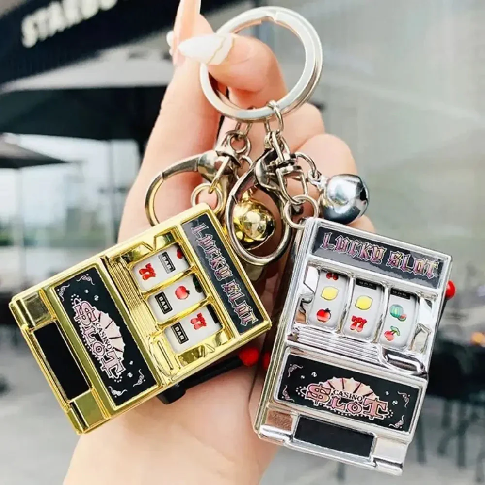 Mini Gambling Slot Machine Key Chains Creative Arcade Pocket Fruit Lucky Jackpot Gadget Antistress Toy Funny Games Keychain Ring - Image 4