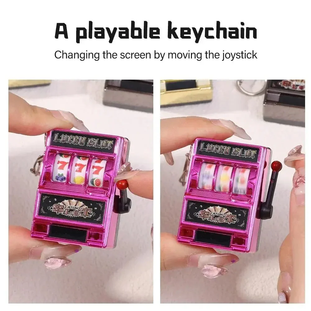 Mini Gambling Slot Machine Key Chains Creative Arcade Pocket Fruit Lucky Jackpot Gadget Antistress Toy Funny Games Keychain Ring - Image 6