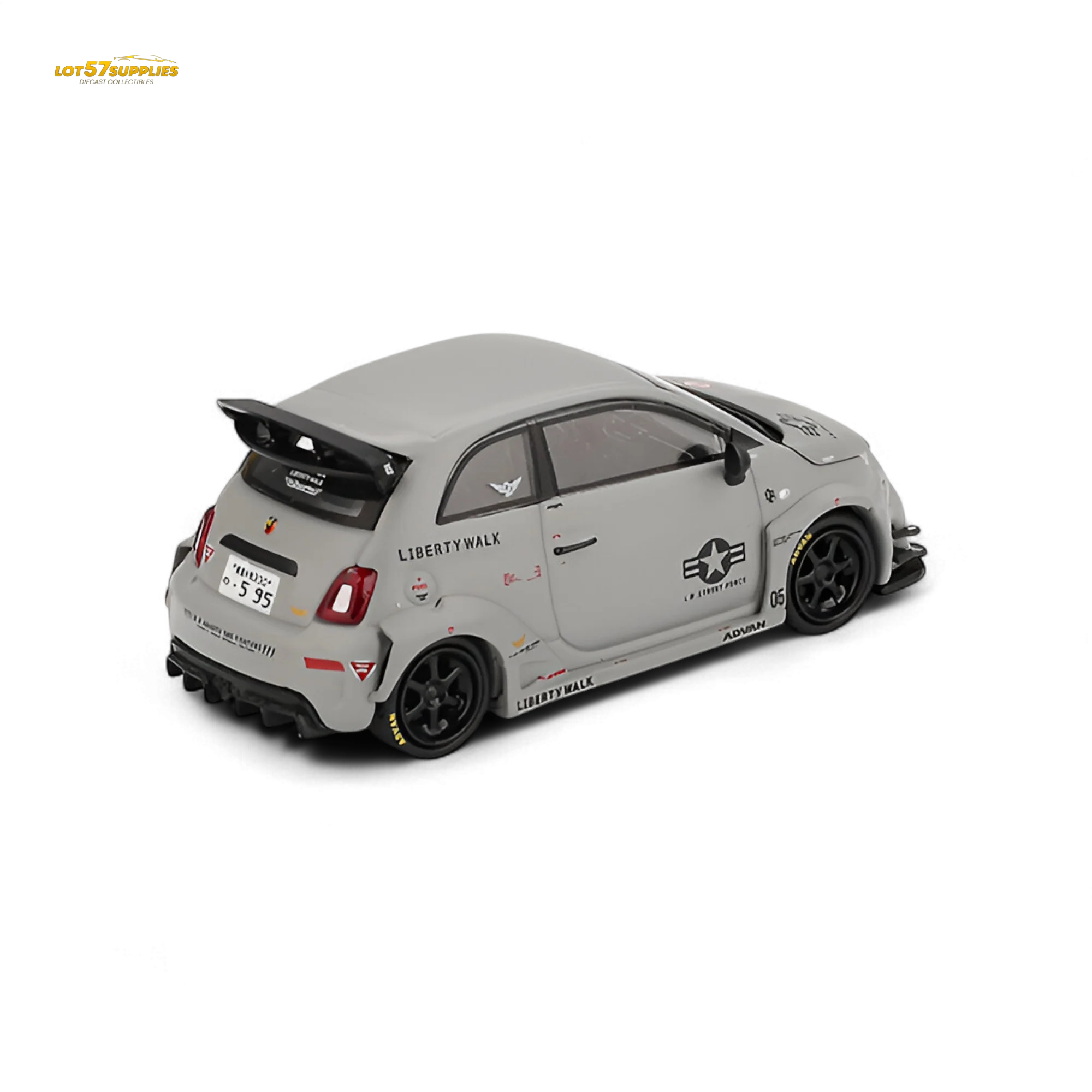 Mini-GT Abarth 595 LB-WORKS x Abas Works Grey 1:64 - Image 2