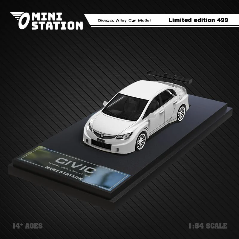 Mini Station Honda Civic FD2 White Widebody 1:64 - Image 2