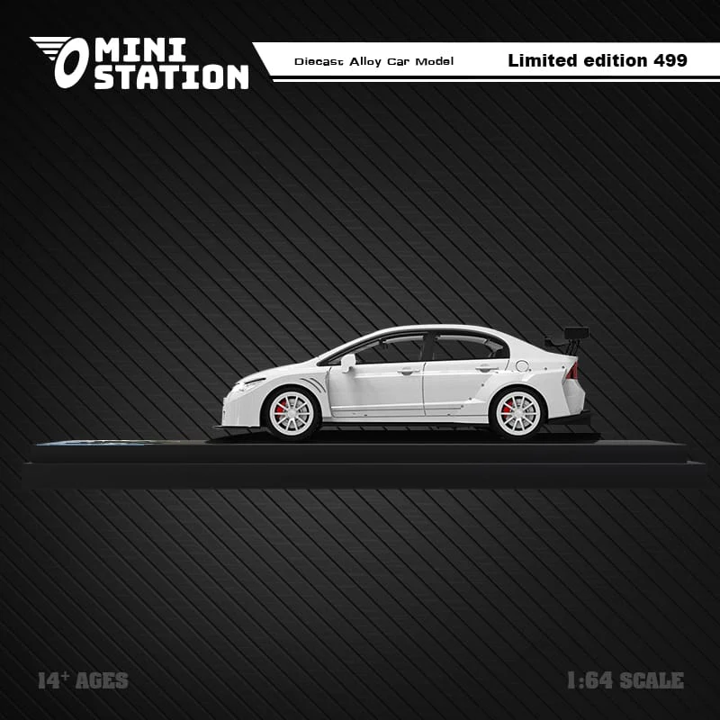 Mini Station Honda Civic FD2 White Widebody 1:64 - Image 3