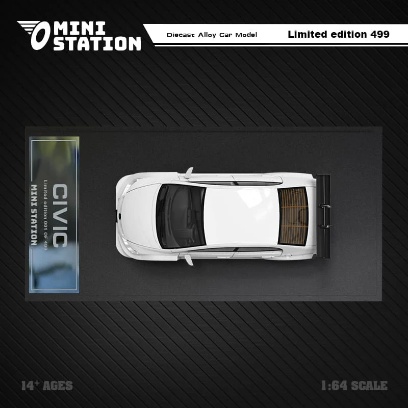 Mini Station Honda Civic FD2 White Widebody 1:64 - Image 4