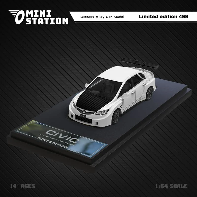 Mini Station Honda Civic FD2 White Widebody 1:64 - Image 5