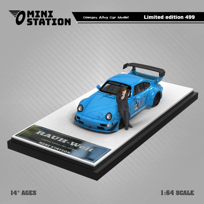 Mini Station Porsche 911 964 RWB HIDEYOSHI blue 1:64 - Image 2