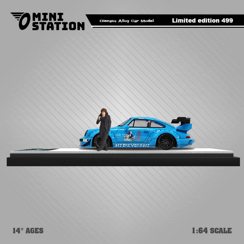 Mini Station Porsche 911 964 RWB HIDEYOSHI blue 1:64 - Image 3