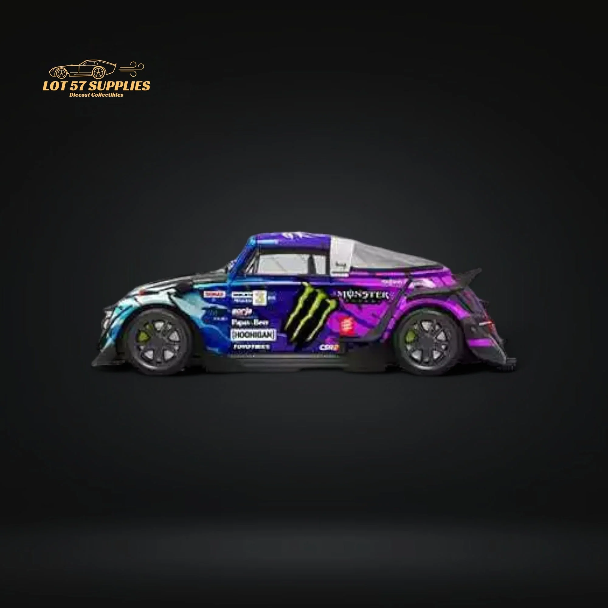 Mini Station Volkswagen Beetle Targa RWB Pink Flower Livery 1:64 - Image 2