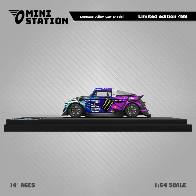 Mini Station Volkswagen Beetle Targa RWB Pink Flower Livery 1:64 - Image 5