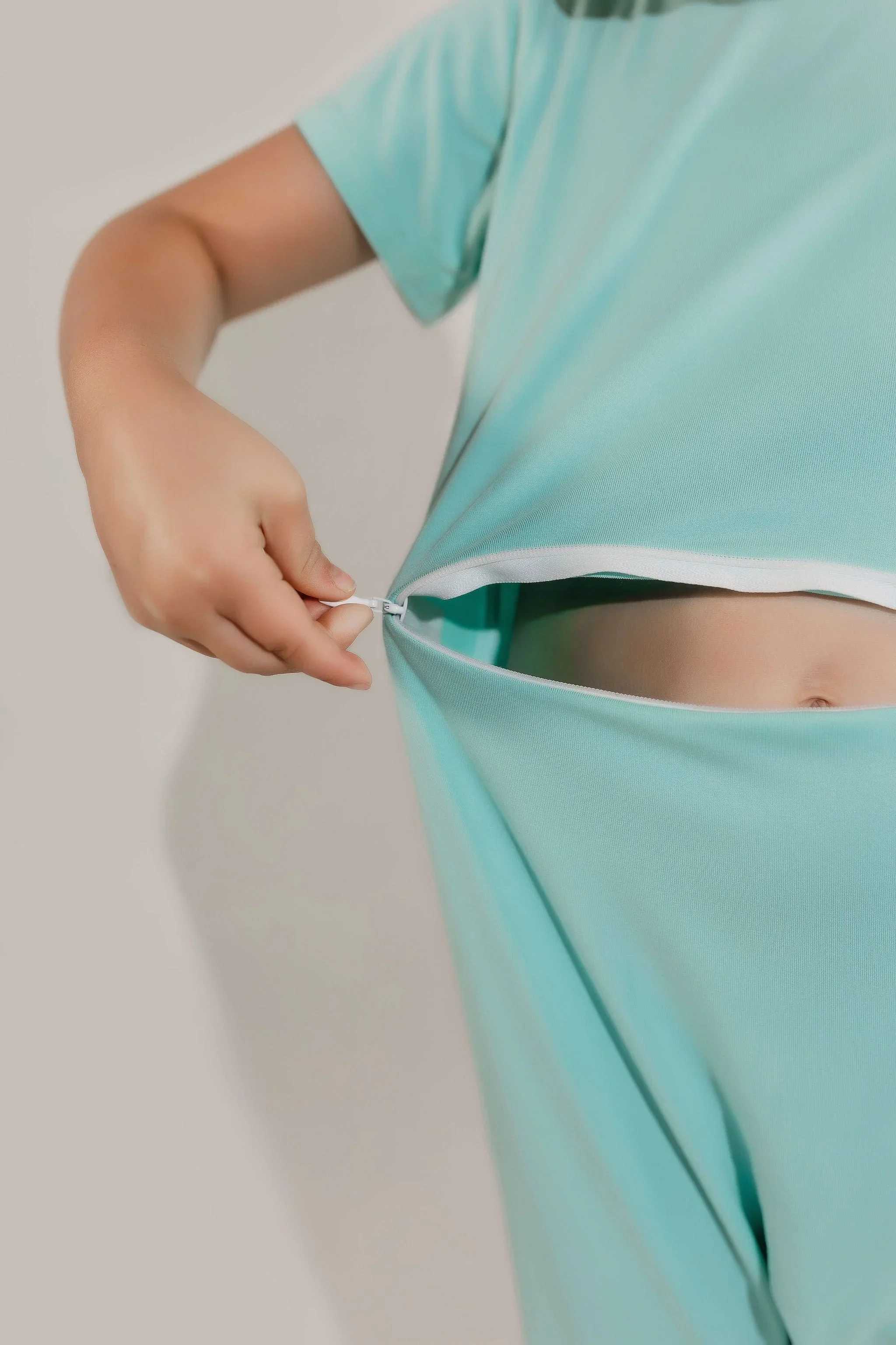 Mint Bamboo Lyocell Romper with G-Tube Access - Image 2