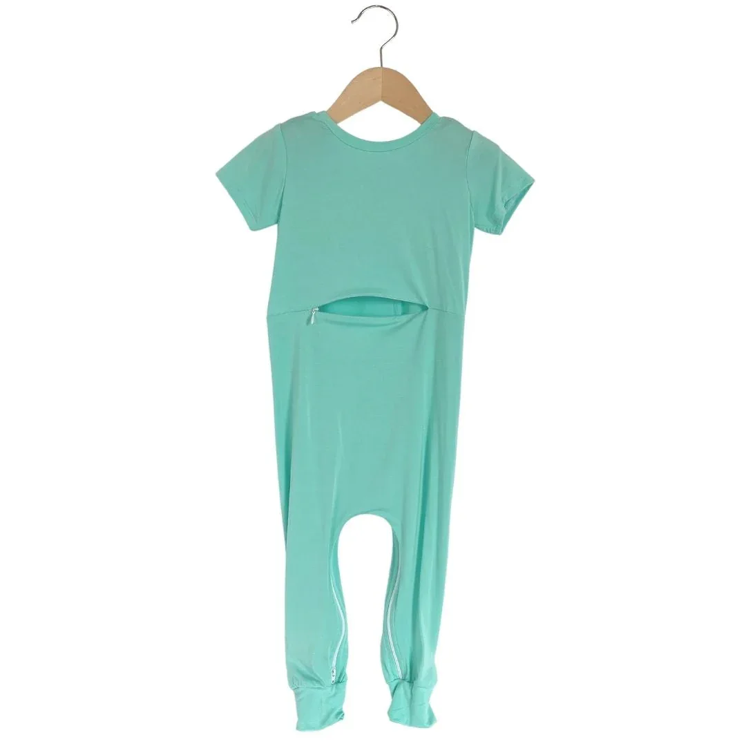 Mint Bamboo Lyocell Romper with G-Tube Access - Image 3