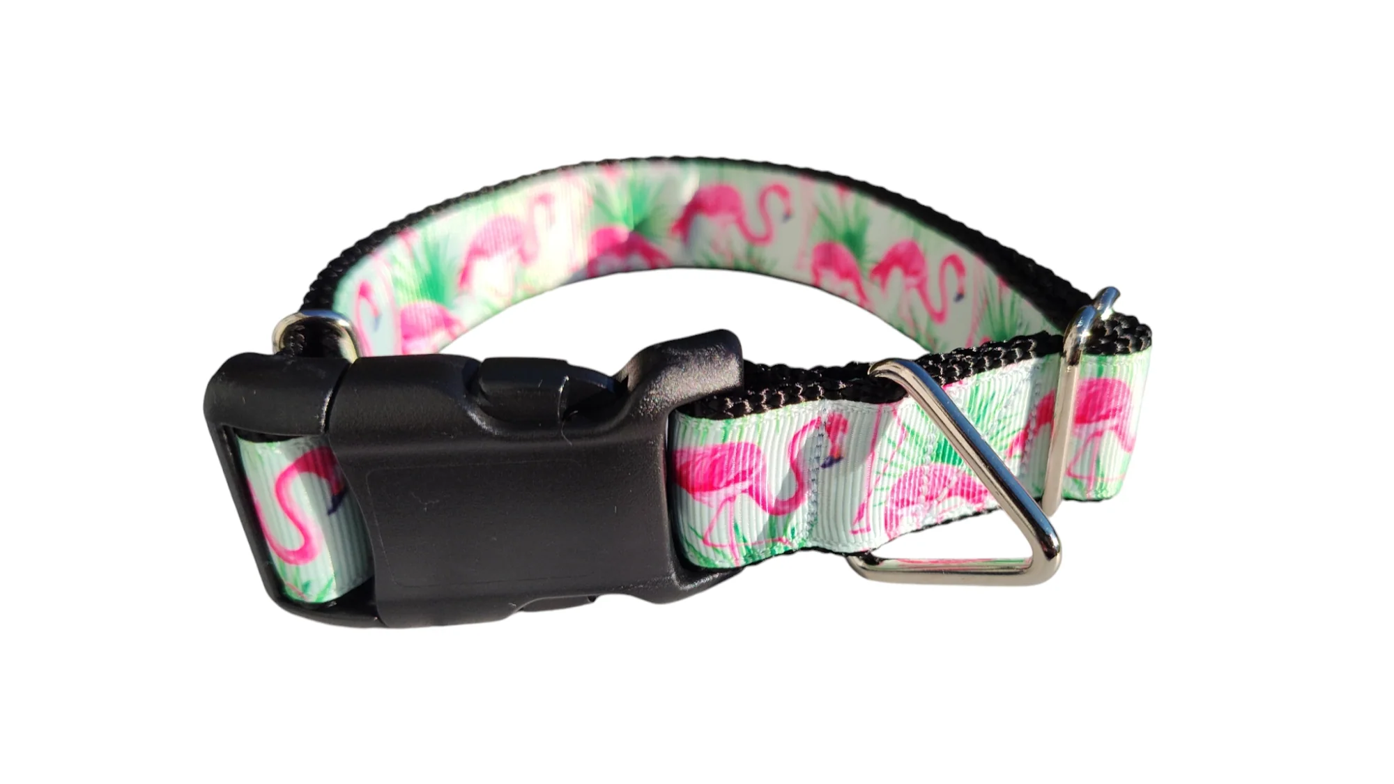 Mint Flamingo Nylon Dog Collar - Image 2