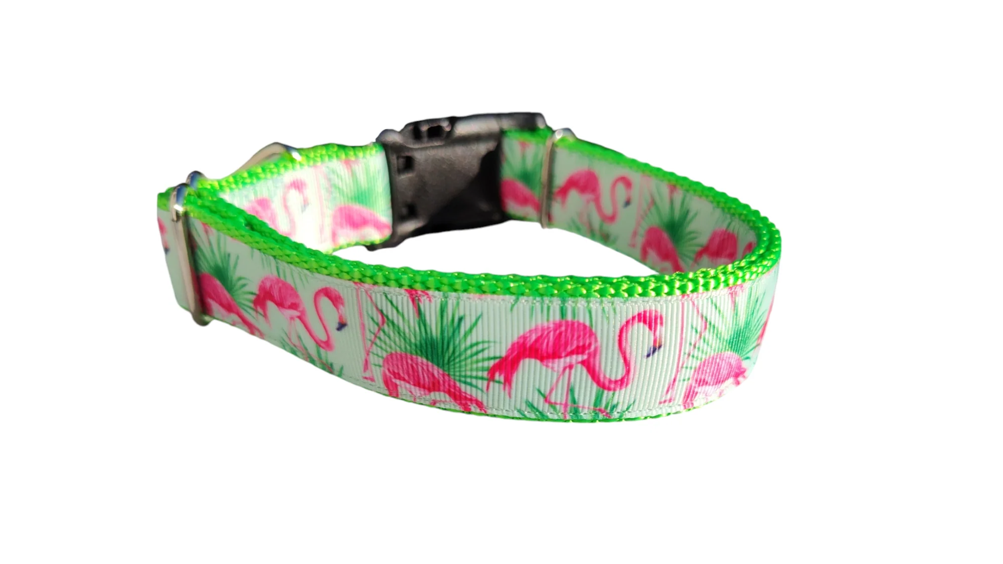 Mint Flamingo Nylon Dog Collar - Image 3
