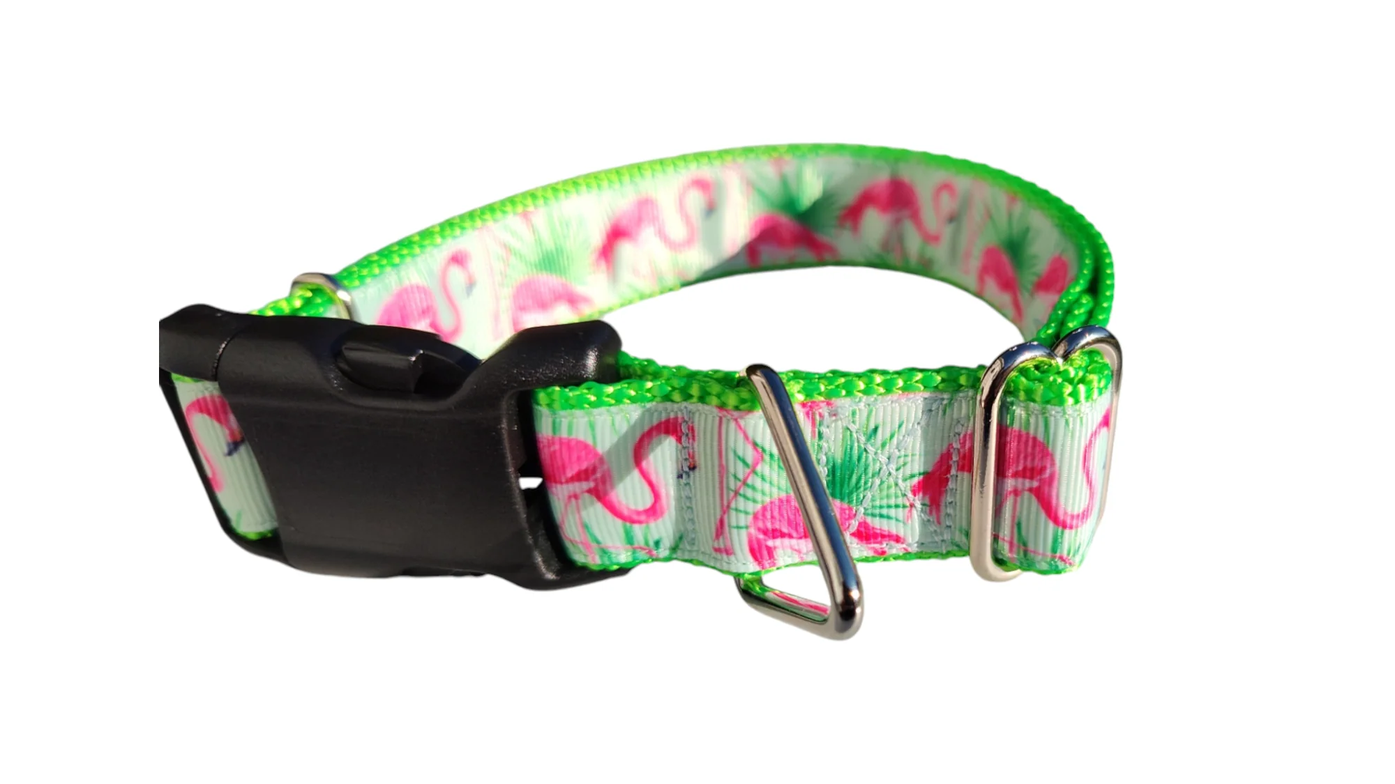 Mint Flamingo Nylon Dog Collar - Image 4