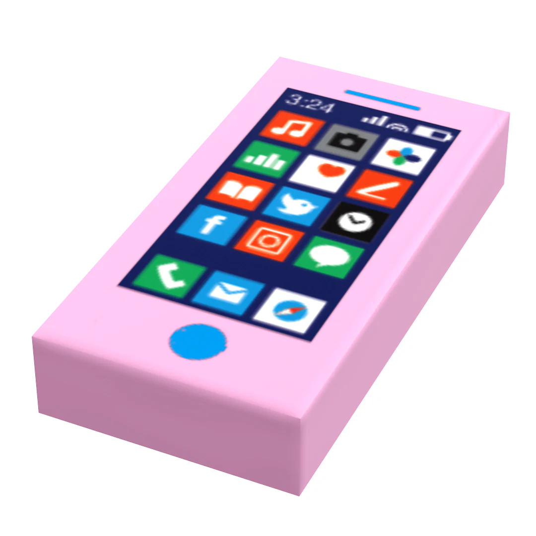 Mobile Phone - B3 Customs Printed 1x2 Tile made using LEGO parts - Image 3