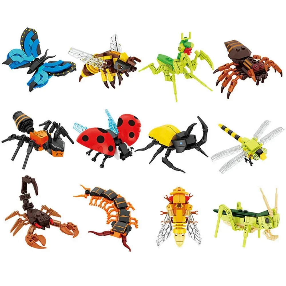Moc Insect Animal Model Bee Ant Butterfly Cricket Grasshopper Set Building Blocks Diy Children Puzzle Assemble Toys Boy Kid Gift - Image 2
